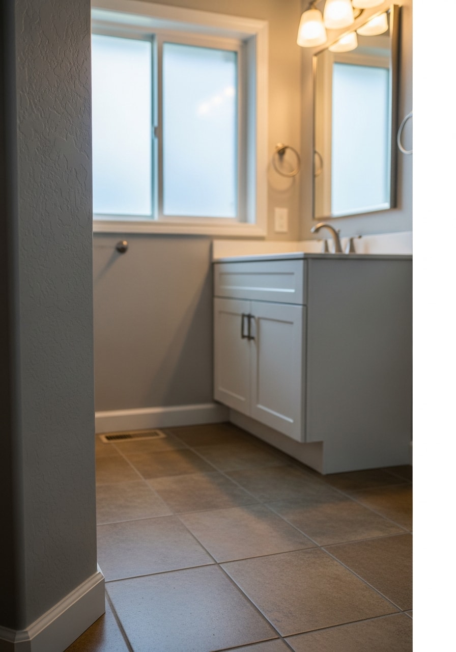Newly renovated bathroom in East Bethel featuring tile flooring and updated fixtures