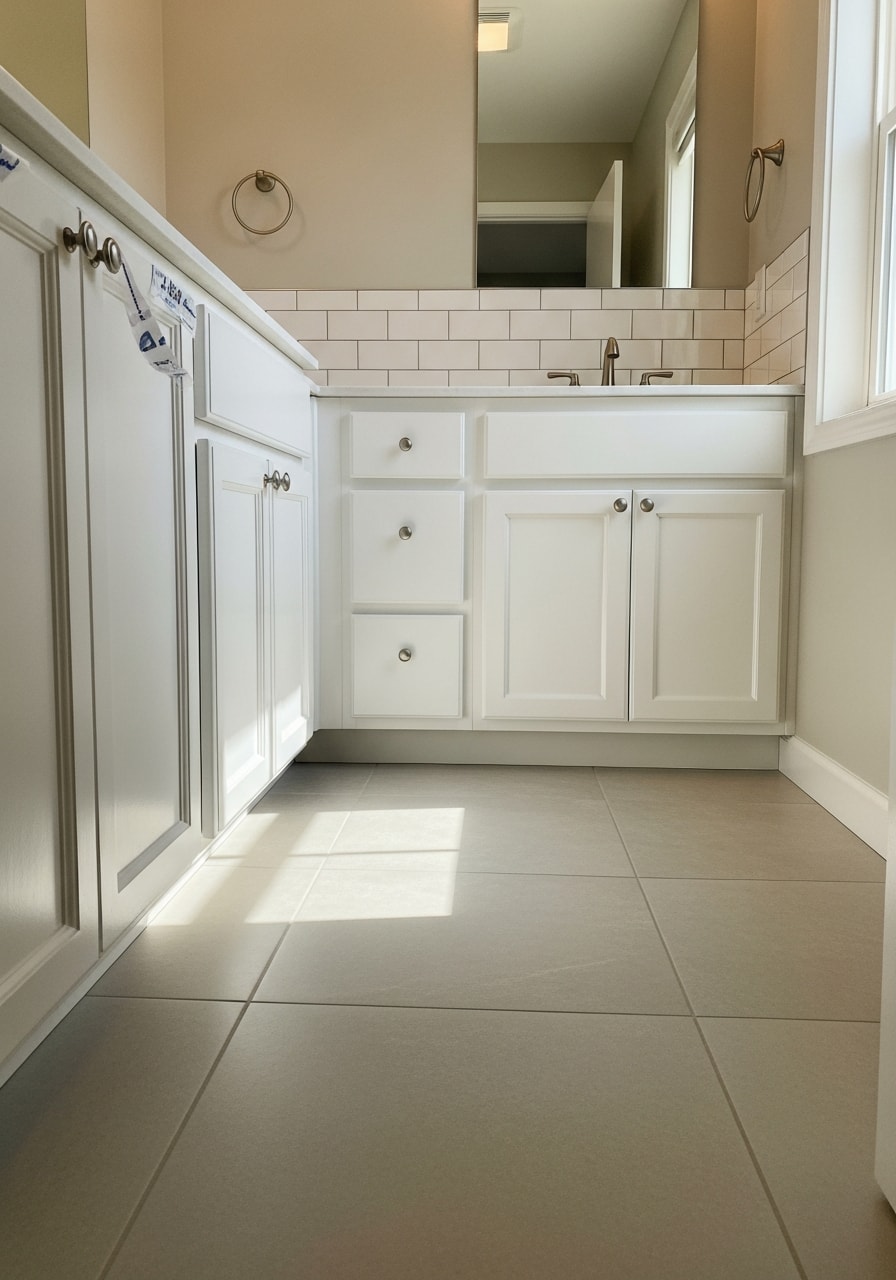 Newly renovated bathroom in Elk River featuring tile flooring and updated fixtures